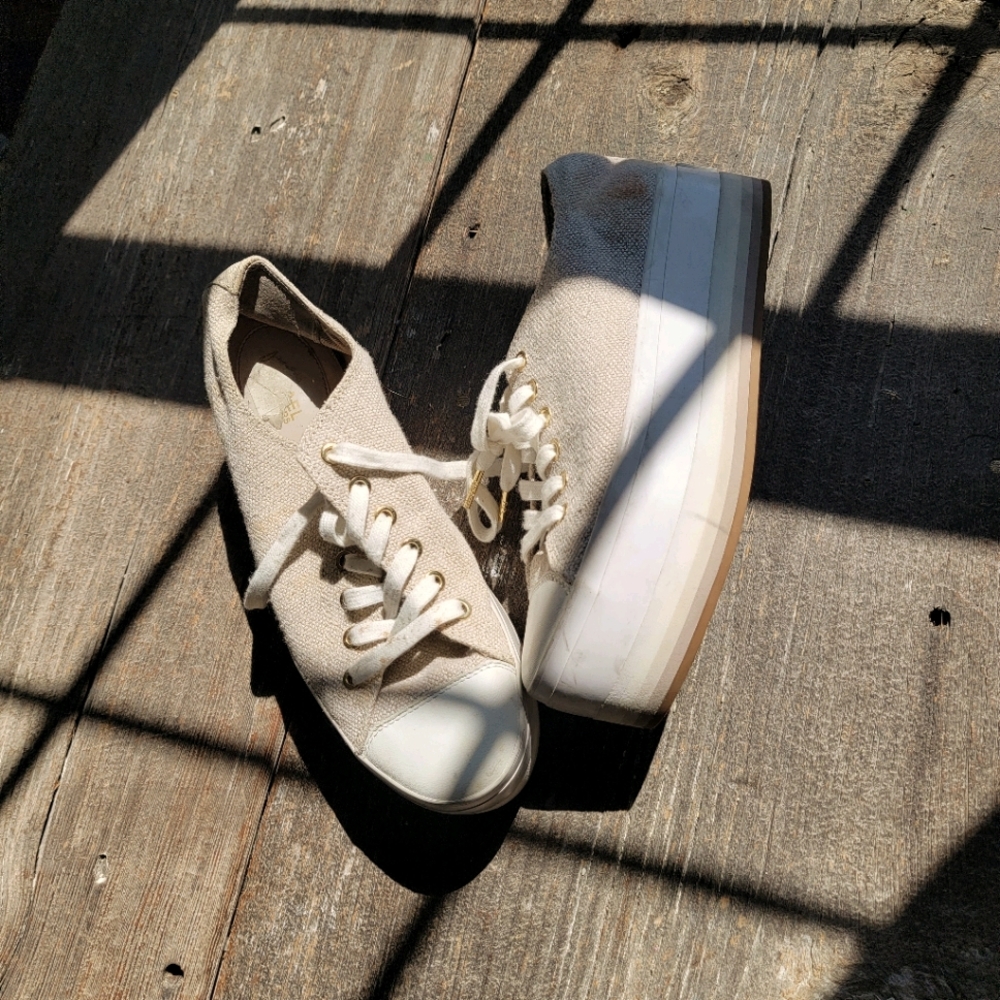 MICHAEL KORS Cream Canvas Platform Sneakers